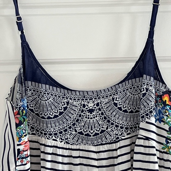 Cabi Harlow Mixed Floral Striped Print Boho Spaghetti Strap Tank Top Womens S - Picture 7 of 12